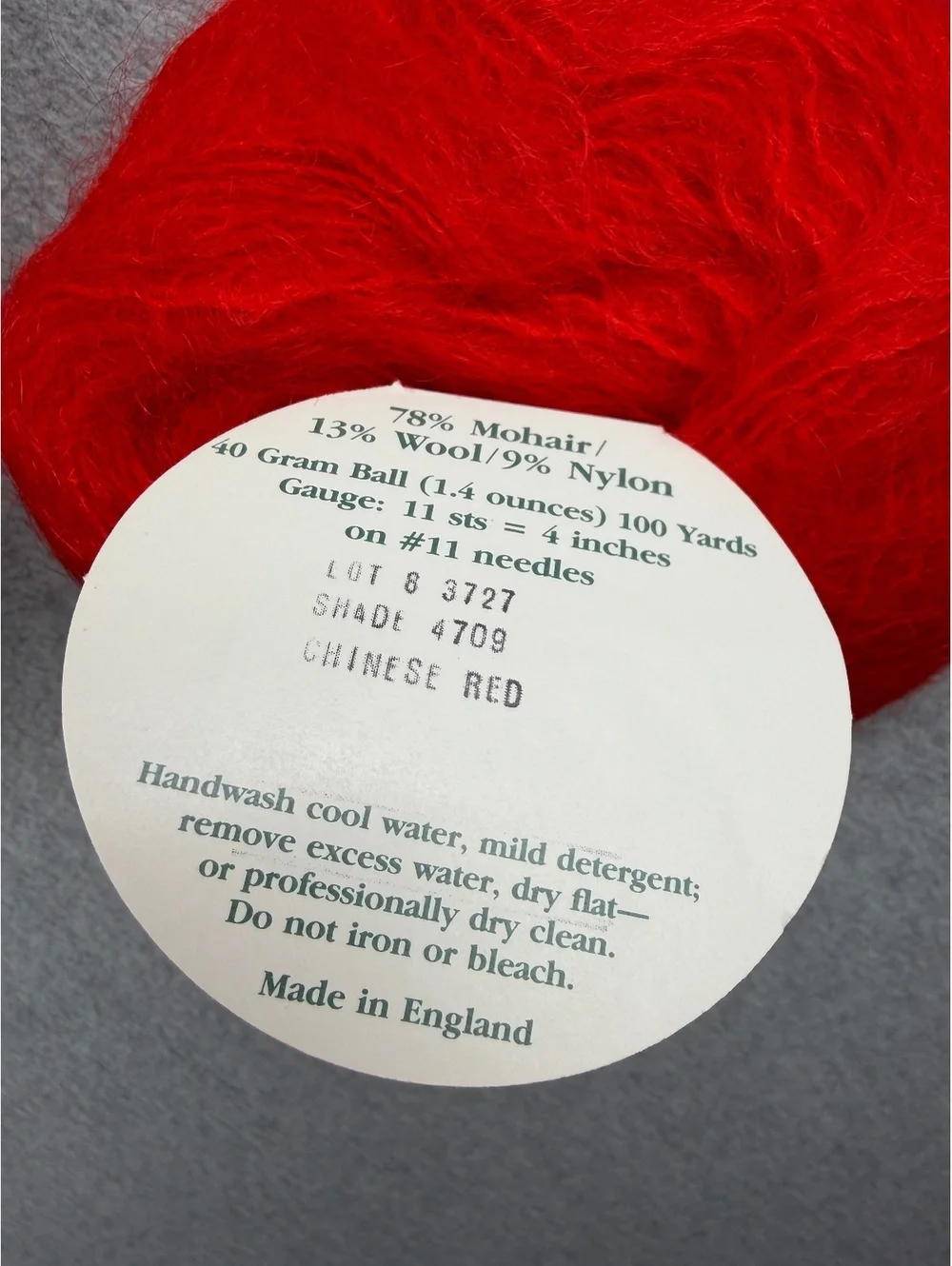 Vintage Brunswick Emily Mohair Yarn Chinese Red 4709 Lot 8+ Skeins 800 Yds